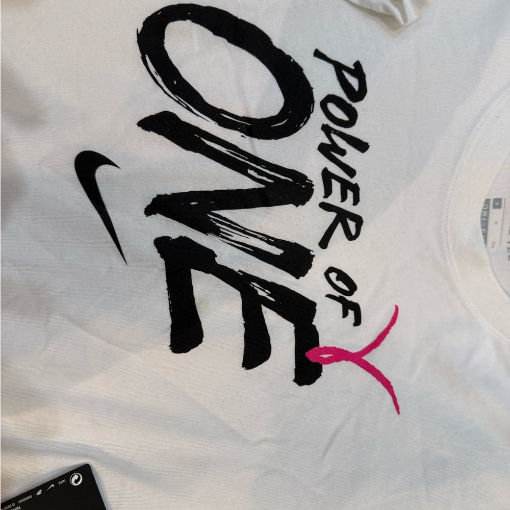 Nike White Tee with Black and Pink Graphic